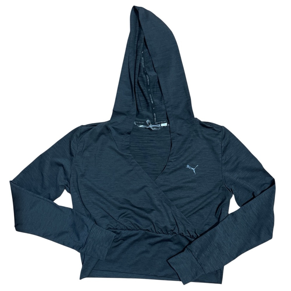 Puma Charcoal Gray Hooded Wrap Top LARGE